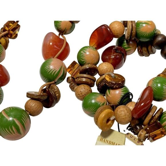 Paul  Brent Handmade Cluster Necklace & Bracelet Leaf Design Calypso Studios NEW - Picture 2 of 4